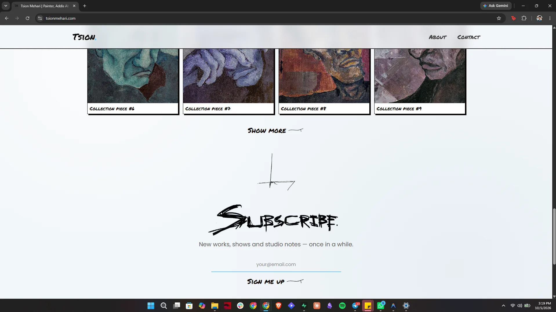 Tsion Mehari Artist Website — screen 3